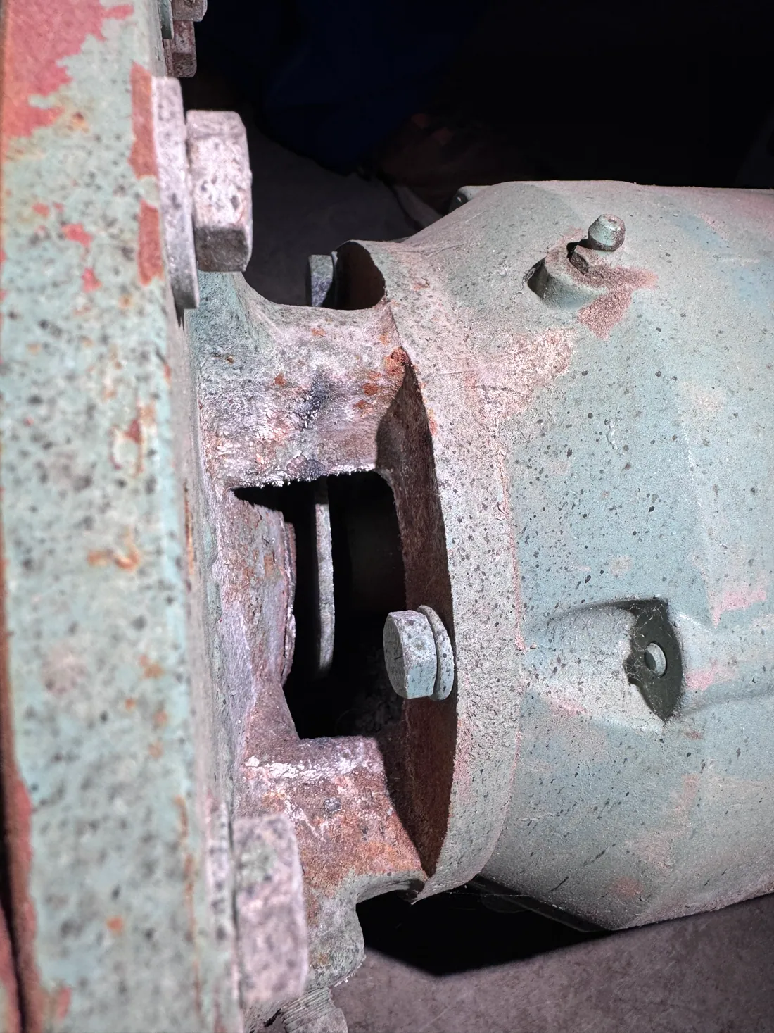 Corrosion on a mechanical pump coupling